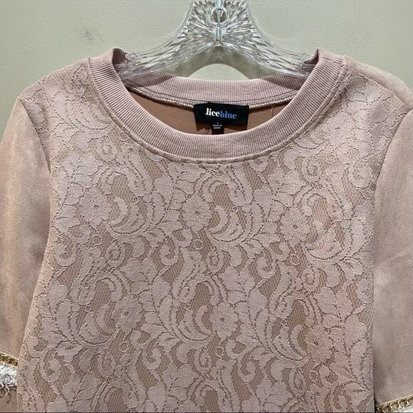 Alice Blue Floral Lace Pullover Sweatshirt Top Blush Pink Size Small - Picture 4 of 9